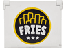 Glass for Window 1 x 4 x 3 - Opening with White 'FRIES' and Stars with Bright Light Orange Border on Black Background Pattern