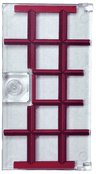 Door 1 x 4 x 6 with Stud Handle with Red and Dark Red Window Frame Pattern