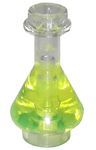 Minifigure, Utensil Bottle, Erlenmeyer Flask with Molded Trans-Neon Green Fluid Pattern