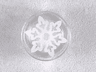 Tile, Round 1 x 1 with White Snowflake with 6 Points Pattern