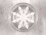 Tile, Round 1 x 1 with White Snowflake with 8 Points Pattern