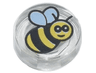 Tile, Round 1 x 1 with Black and Yellow Bee Pattern