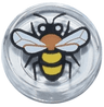 Tile, Round 1 x 1 with Black, Medium Nougat and Yellow Bee with White Eyes and Wings Pattern