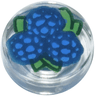 Tile, Round 1 x 1 with Blue Blackberries, Bright Green and Dark Green Leaves Pattern