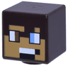 Minifigure, Head, Modified Cube with Pixelated Medium Nougat Face, Reddish Brown and Medium Blue Eyes, Black and White Mouth Pattern (Minecraft Safari Ranger)
