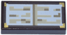 Tile 1 x 2 with Pixelated Tan, Dark Tan, Gold and White Pattern (Minecraft Enchanting Table Book)