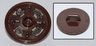 Minifigure, Shield Circular / Round Rimmed Face with Stud with Dragon Heads and Knots Pattern