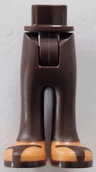 Mini Doll Hips and Trousers with Back Pockets with Molded Nougat Feet and Printed Dark Brown Sandals and Soles Pattern - Thick Hinge