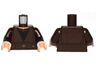 Torso SW Jedi Robe, Belt and Black Open-Neck Shirt Pattern (SW Even Piell) / Dark Brown Arms / Light Nougat Hands