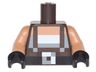 Torso Pixelated Dark Brown Suspenders over White Top and Black Belt with Buckle Pattern / Nougat Arms / Black Hands