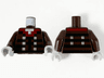 Torso Pixelated Dark Red Collar, Black Stripes and Silver Buttons Pattern / Dark Brown Arms / Light Bluish Gray Hands