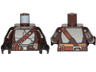Torso SW Mandalorian Silver Beskar Armor Plates and Reddish Brown Belts Pattern (Din Djarin) / Dark Brown Arms with Silver Beskar Plates Pattern / Black Hands