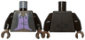 Torso Jacket Open with Black Lapels over Medium Lavender Vest, White Animal Tooth / Claw Necklace, Medium Brown Neck and Stomach Pattern / Dark Brown Arms / Medium Brown Hands