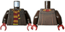Torso Jacket with Dark Orange Piping, Dark Red Scarf with Yellow Stripes and Fringe Pattern / Dark Brown Arms / Dark Red Hands