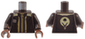 Torso SW Aviator Jacket Open with Tan Fur Collar, Dark Tan Trim, and Silver Square Badge over Ribbed Shirt, The Ghost Crew Insignia on Back Pattern / Dark Brown Arms / Reddish Brown Hands