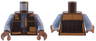 Torso SW Vest Open with Medium Nougat Trim and Yellow Tag over Sand Blue Ribbed Shirt, Reddish Brown Belt with Silver Buckle Pattern / Sand Blue Arms / Reddish Brown Hands