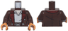 Torso Jacket with Clasps and Dark Red Plaid Lining over Light Bluish Gray Shirt, Light Nougat Neck with Chest Hair, Belt with Buckle Pattern / Dark Brown Arms / Dark Orange Hands