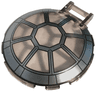 Dish 6 x 6 Inverted with Bar Handle with SW 8 Spoke Dark Silver and Black Frame TIE Fighter / Interceptor Cockpit Pattern