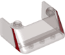 Windscreen 3 x 4 x 1 1/3 with 2 Studs on Top with Metallic Silver and Red Stripe Pattern on Both Sides