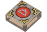 Tile 1 x 1 with Metallic Light Blue Mountain on Red Circle (Symbol of Arborea) and Gold Corners Pattern (Dungeons & Dragons Cubic Gate)