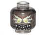 Minifigure, Head Alien with Yellowish Green Lightning Bolts Around Gold Eyes, Dark Red Face Lines, Fangs Pattern (Mayhem)