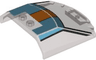Windscreen 6 x 6 x 1 1/3 Straight Sides with Black Lines, Medium Azure and Orange Stripes Pattern
