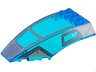Windscreen 10 x 6 x 2 Curved with Dark Bluish Gray and Light Bluish Gray Cockpit Frame and Dark Blue Front Panel Pattern