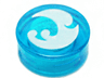 Tile, Round 1 x 1 with Elves Water Power Symbol, White Wave Pattern