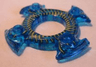 Ring 4 x 4 with 2 x 2 Hole and 4 Swirl Ends with Yellow Scales Pattern (Ninjago Spinner Crown)