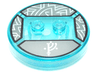 Dimensions Toy Tag 4 x 4 x 2/3 with 2 Studs and Trans-Light Blue Bottom with White Rune Character and Silver Lines on Dark Bluish Gray Background Pattern (Gandalf)