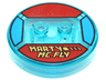 Dimensions Toy Tag 4 x 4 x 2/3 with 2 Studs and Trans-Light Blue Bottom with Gold 'MARTY MC FLY' and Broken Arrow on Red Background Pattern (Marty McFly)