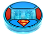 Dimensions Toy Tag 4 x 4 x 2/3 with 2 Studs and Trans-Light Blue Bottom with Superman 'S' Logo on Blue Background and Red Sides Pattern (Superman)