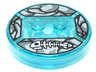 Dimensions Toy Tag 4 x 4 x 2/3 with 2 Studs and Trans-Light Blue Bottom with White Fish Skeleton on Light Bluish Gray and Dark Bluish Gray Stones Background Pattern (Gollum)
