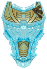 Large Figure Torso with Bionicle Gold Scaled Armor, Medium Azure Runes and Reddish Brown Straps Pattern (Ekimu)