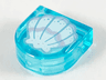 Tile, Round 1 x 1 Half Circle Extended with White Clam Shell, Silver and Metallic Light Blue Trim Pattern