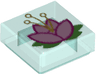 Tile 1 x 1 with Magenta and Metallic Pink Lily and Green Lily Pad Pattern