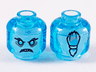 Minifigure, Head White Face, Black Eyebrows, Bright Light Blue Eyes, Scowl, Ponytail in Back Pattern