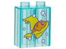 Duplo, Brick 1 x 2 x 2 with Orange and Yellow Fish and White Bubbles with Dark Purple Outlines Pattern