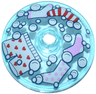 Dish 3 x 3 Inverted (Radar) with Laundry and Bubbles in Washing Machine, Bright Pink, Red and White Socks and Boxer Shorts with Hearts Pattern