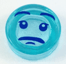 Tile, Round 1 x 1 with Face with Blue Eyes, Eyebrows and Frown Pattern (Zan in Form of Water)