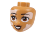 Mini Doll, Head Friends with Black Eyebrows, Reddish Brown Eyes and Lips, Light Nougat Vitiligo Patches and Open Mouth Smile with Teeth Pattern