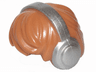 Minifigure, Hair Short Tousled with Silver Headphones / Earmuffs Pattern