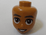 Mini Doll, Head Friends with Dark Brown Thick Eyebrows, Reddish Brown Eyes, Chin Dimple, and Open Mouth Smile with Teeth Pattern