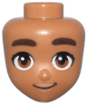 Mini Doll, Head Friends with Dark Brown Thick Eyebrows, Dark Orange Eyes, Nougat Lips, and Closed Mouth Smile Pattern