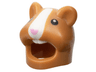 Minifigure, Headgear Head Cover, Costume Hamster with Molded White Muzzle and Teeth and Printed Black Eyes and Bright Pink Nose Pattern