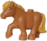 Horse, Friends Style, Pony with Molded Ochre Yellow Mane and Tail and Printed Black Eyebrow and Eyelash, White Eye Pattern (Cinnamon)