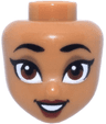 Mini Doll, Head Friends with Black Eyebrows, Dark Tan Eye Shadow, Reddish Brown Eyes, Dark Red Lips, Open Mouth Smile with Teeth Pattern