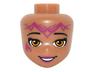 Mini Doll, Head Friends with Orange Eyes, Wide Smile and Magenta Elves Tribal Pattern (Azari)
