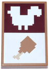 Tile 2 x 3 with Pixelated White Chicken Silhouette on Dark Red Background and Chicken Leg with Tan Bone Pattern