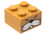 Brick 2 x 2 with Black Closed Eyes, Nose, and Whiskers, White Cheeks and Tooth Pattern (Super Mario Monty Mole Face)